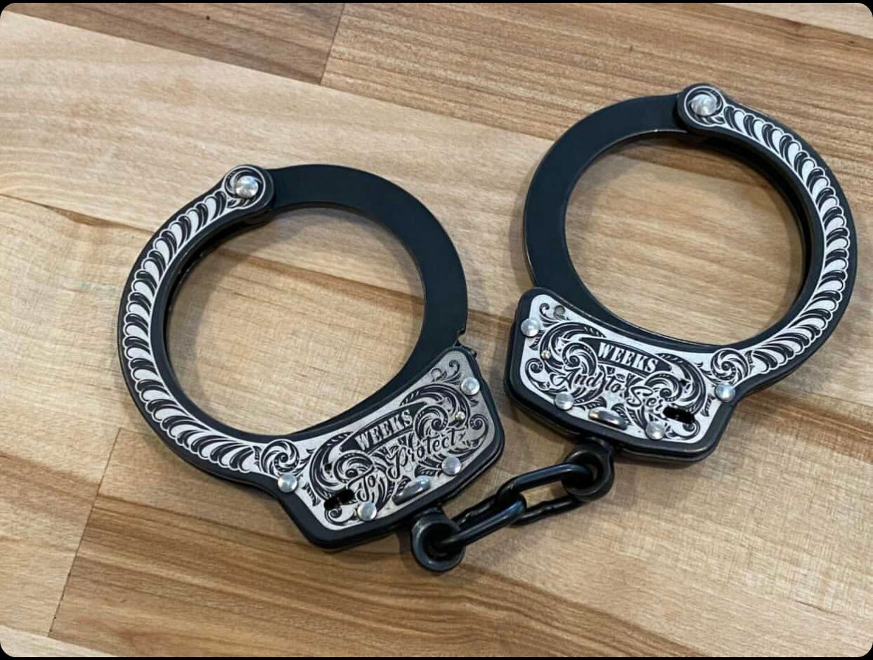 Smith & Wesson Personalized Handcuffs Laser Engraved - Custom Challenge Coins from Beyond The Line